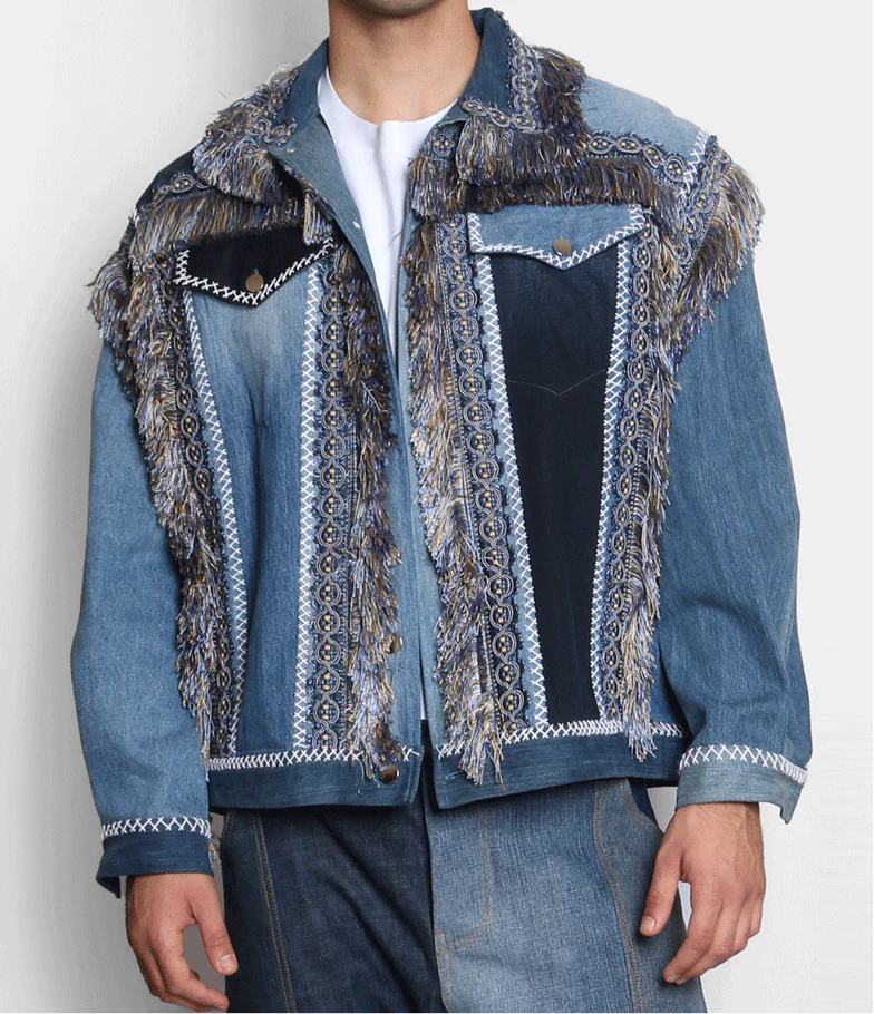 Denim Cut Jacket (Blue Fringe)