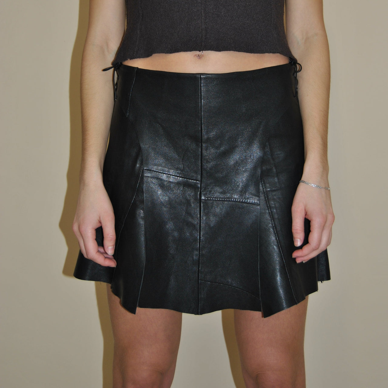 Upcycled Leather Mini Skirt