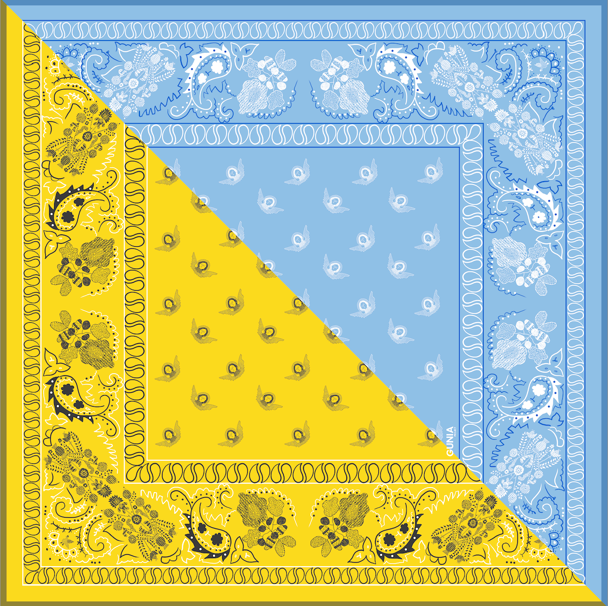 Silk Bandana (Blue/Yellow)