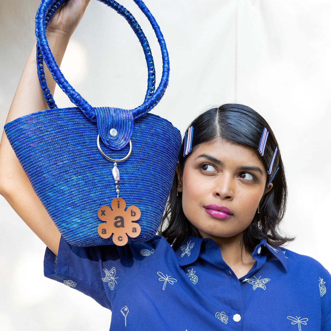 Mini Basket Bag (Indigo Blue)