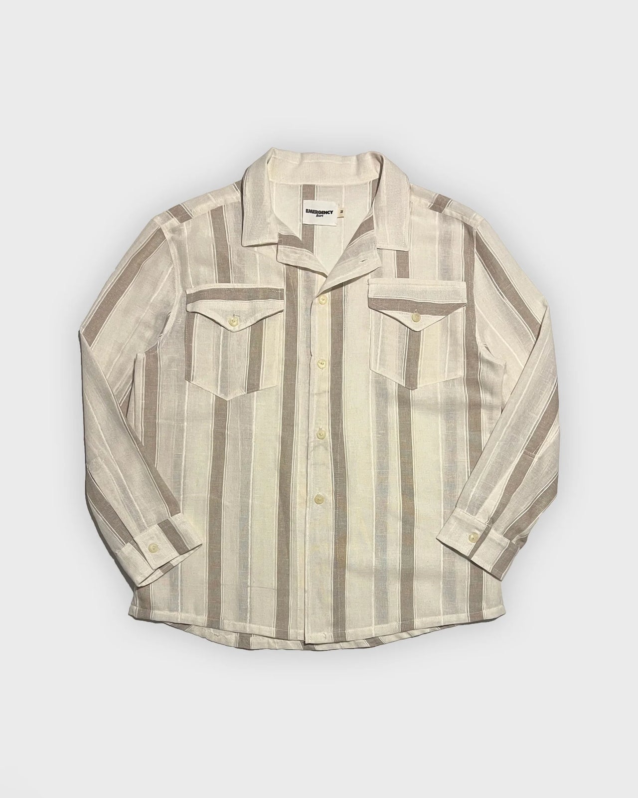 Linen Shirt (Beige Stripe)