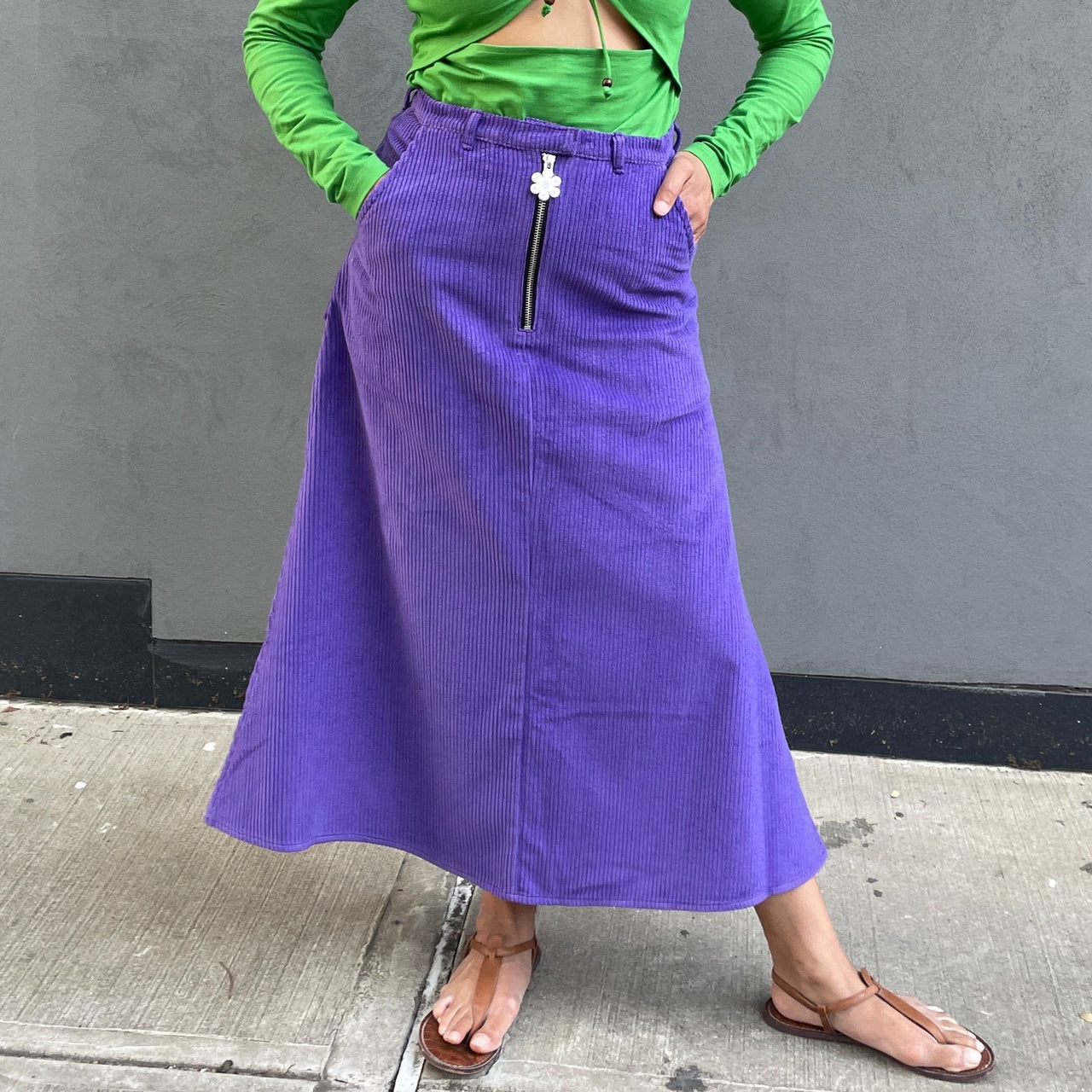 Corduroy Cargo Midi Skirt (Passiflora)