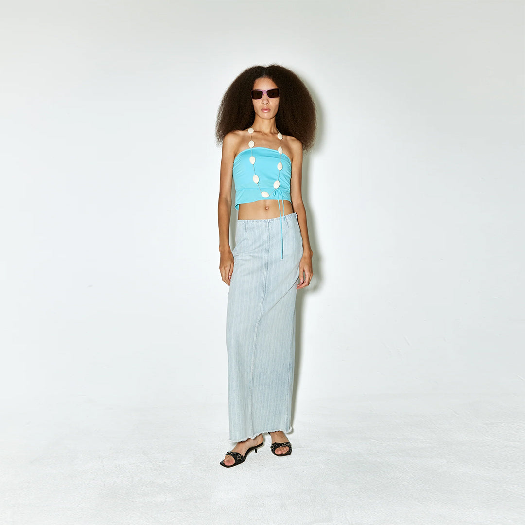 Jinji Skirt (Light Blue Stripes)